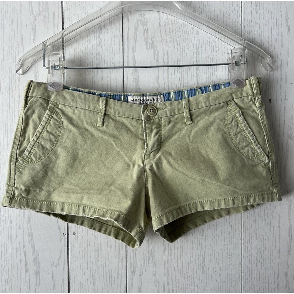 Vintage Abercrombie & Fitch Chino Micro Mini Shorts Size 2 Y2K Soft Green Cheeky